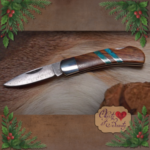 Ironwood Turquoise Knife w Damascus | Yellowstone Spirit Southwestern Collection - Collectible Knives