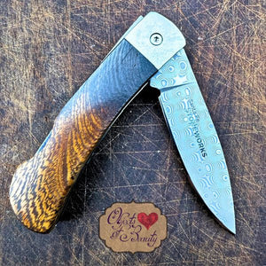Ironwood Turquoise Knife w Damascus | Yellowstone Spirit Southwestern Collection Collectible Knives Santa Fe Stoneworks 
