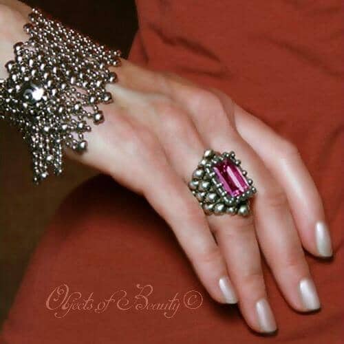 Isabella Wore Rose SG Liquid Silver Ring rings Sergio Gutierrez Liquid Metal Jewelry Size 9 Antique Silver Plate 