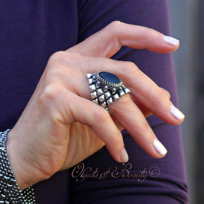 Isabella's Intuition SG Liquid Metal Ring rings Sergio Gutierrez Liquid Metal Jewelry Size 5 Antique Silver Plate 