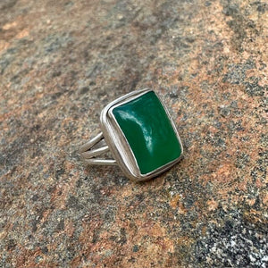 Jade ~ Green Onyx Double Bezel Beth Dutton-like Ring | Yellowstone Spirit Southwestern Collection Beth Dutton-Like Jade Ring Objects Of Beauty Southwest 