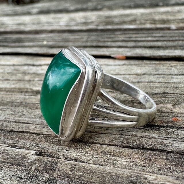 Jade ~ Green Onyx Double Bezel Beth Dutton-like Ring | Yellowstone Spirit Southwestern Collection Beth Dutton-Like Jade Ring Objects Of Beauty Southwest 