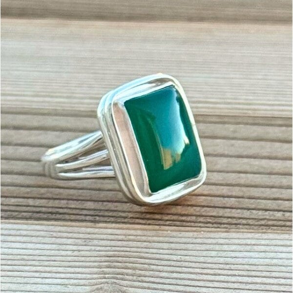 Jade ~ Green Onyx Double Bezel Beth Dutton-like Ring | Yellowstone Spirit Southwestern Collection Beth Dutton-Like Jade Ring Objects Of Beauty Southwest 