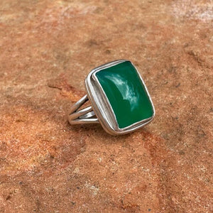 Jade ~ Green Onyx Double Bezel Beth Dutton-like Ring | Yellowstone Spirit Southwestern Collection Beth Dutton-Like Jade Ring Objects Of Beauty Southwest 