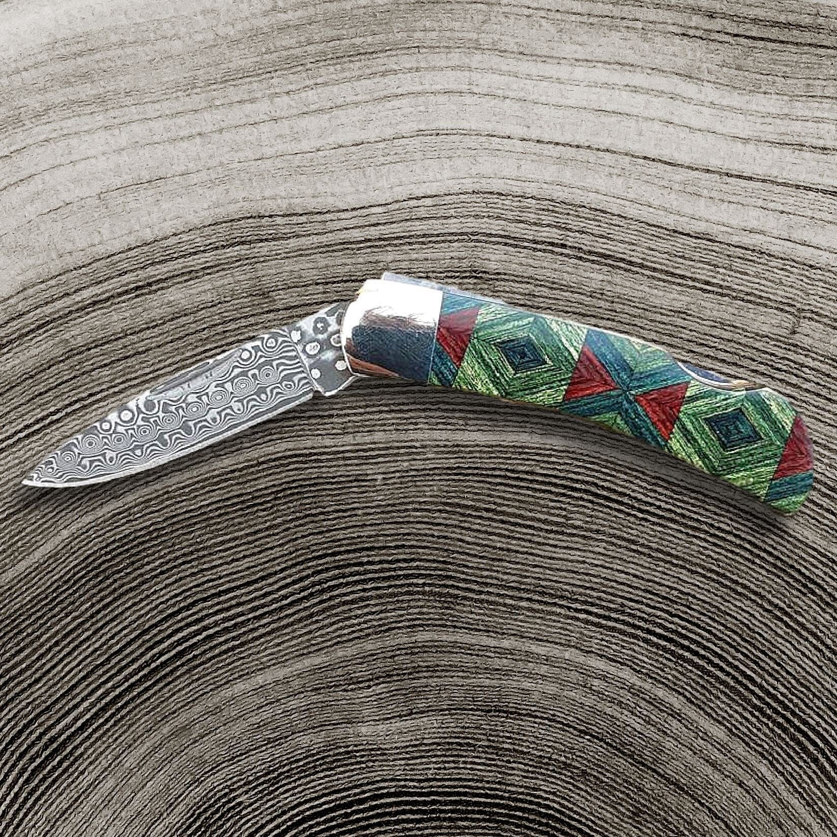 Kaleidoscope 3" Raindrop Damascus | Santa Fe Stoneworks Knife Santa Fe Stoneworks 