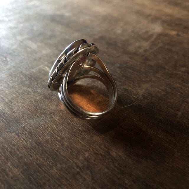 Kingman Turquoise Silver Pear Shaped Ring | Yellowstone Spirit Southwestern Collection Turquoise Ring Objects of Beauty Southwest 