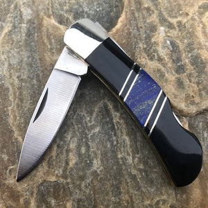 Lapis Lazuli Jet Onyx 3" Lock Back Knife | Yellowstone Spirit Collection | Santa Fe Stoneworks Knives Santa Fe Stoneworks 