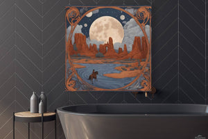 Lone Ride Under Many Moons | Andrea Record Fine Art | Yellowstone Spirit Southwestern Collection Painting Print Andrea Record Fine Art 