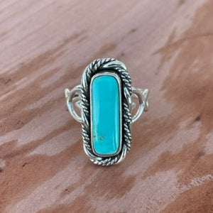 Lucky Love Horseshoe-Heart Slender Turquoise Beth Dutton Ring | Yellowstone Spirit Southwestern Collection Turquoise Ring Objects of Beauty Southwest 