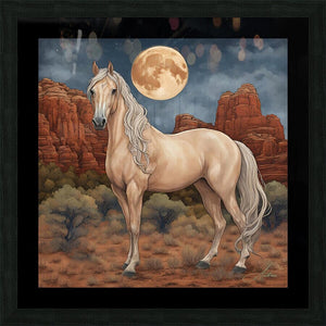 Majix Palomino | Andrea Record Fine Art | Yellowstone Spirit Southwestern Collection Painting Print Andrea Record Fine Art Framed Print 8x8inches (21x21cm) 