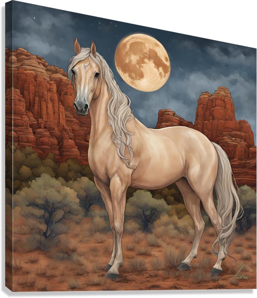 Majix Palomino | Andrea Record Fine Art | Yellowstone Spirit Southwestern Collection Painting Print Andrea Record Fine Art Giclée Stretched Canvas Print 8x8inches (21x21cm) 