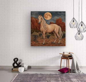 Majix Palomino | Andrea Record Fine Art | Yellowstone Spirit Southwestern Collection Painting Print Andrea Record Fine Art Wood Print 8x8inches (21x21cm) 