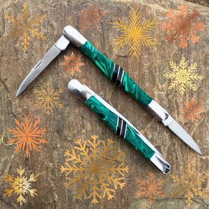 Malachite Jet Onyx Tuxedo Knife | Santa Fe Stoneworks | Yellowstone Spirit Southwestern Collection - Knife