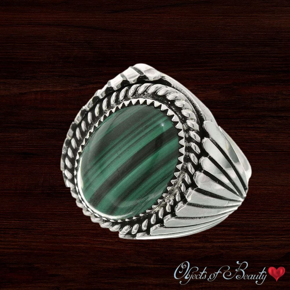 Malachite Men's Ring | Navajo Rings Native American Made 