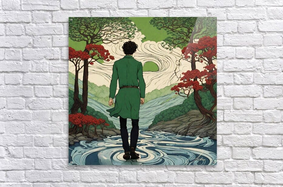 Man In the Swirling River | Andrea Record Fine Art | Yellowstone Spirit Southwestern Collection Painting Print Andrea Record Fine Art 