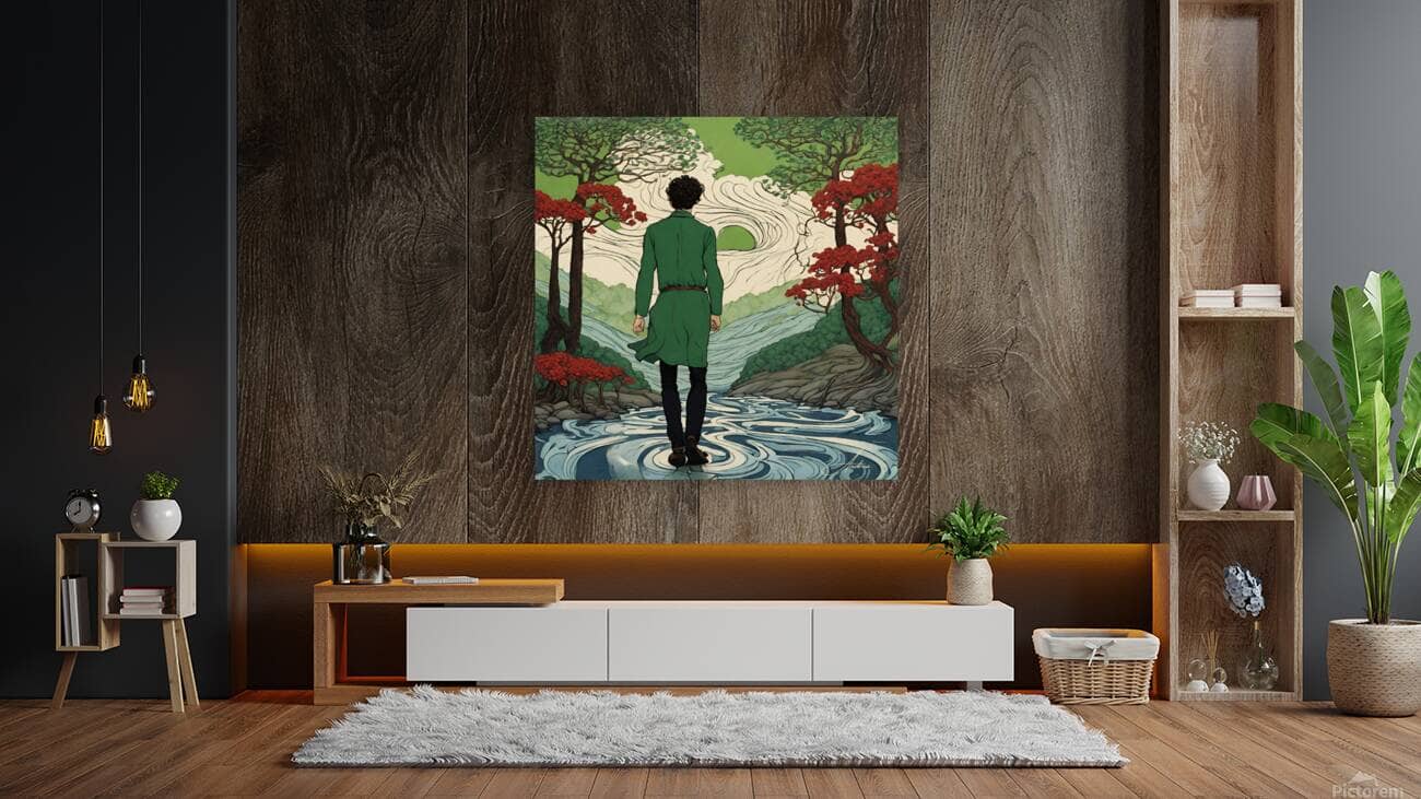 Man In the Swirling River | Andrea Record Fine Art | Yellowstone Spirit Southwestern Collection Painting Print Andrea Record Fine Art 