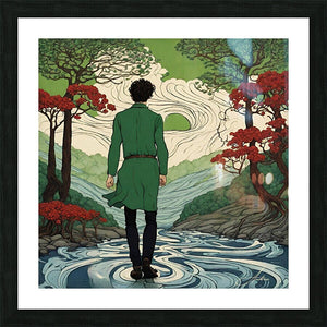 Man In the Swirling River | Andrea Record Fine Art | Yellowstone Spirit Southwestern Collection Painting Print Andrea Record Fine Art Framed Print 8x8inches (21x21cm) 