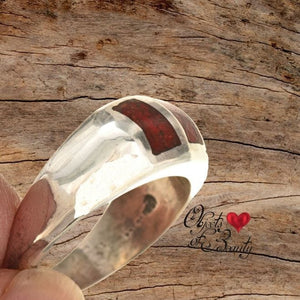 Man's Navajo Sterling Inlaid Coral Ring | Yellowstone Spirit Southwestern Collection Ring Objects of Beauty Southwest 