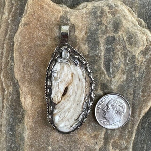 Medium Carved Bone Horse Pendant Necklace | Yellowstone Spirit Southwestern and Spirit Animal Collections Carved Necklace Objects of Beauty Southwest 