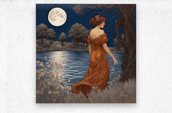 Meet Me at the River | Andrea Record Fine Art | Yellowstone Spirit Southwestern Collection Objects of Beauty Brushed Metal Print 8x8inches (21x21cm) 