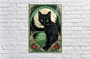 Meowsha Green Eyed Black Cat | Andrea Record Fine Art Painting Print Andrea Record Fine Art 