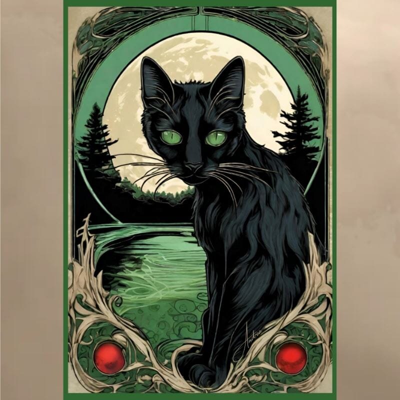 Meowsha Green Eyed Black Cat | Andrea Record Fine Art - Objects of