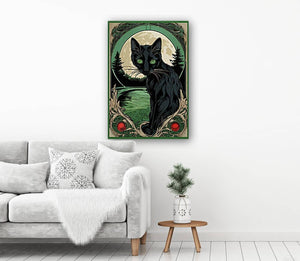 Meowsha Green Eyed Black Cat | Andrea Record Fine Art Painting Print Andrea Record Fine Art 