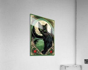 Meowsha Green Eyed Black Cat | Andrea Record Fine Art Painting Print Andrea Record Fine Art Acrylic Print 8x12inches (21x31cm) 