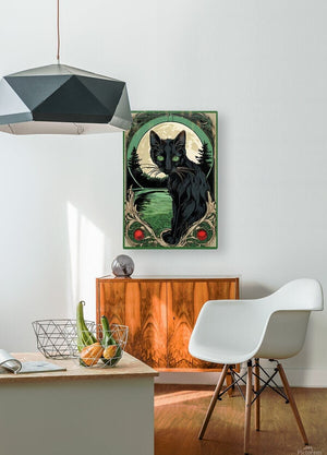 Meowsha Green Eyed Black Cat | Andrea Record Fine Art Painting Print Andrea Record Fine Art HD Sublimation Metal Print 8x12inches (21x31cm) 