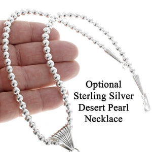 Native American Kingman Turquoise Coral Silver Pendant Necklace Necklaces Objects of Beauty 