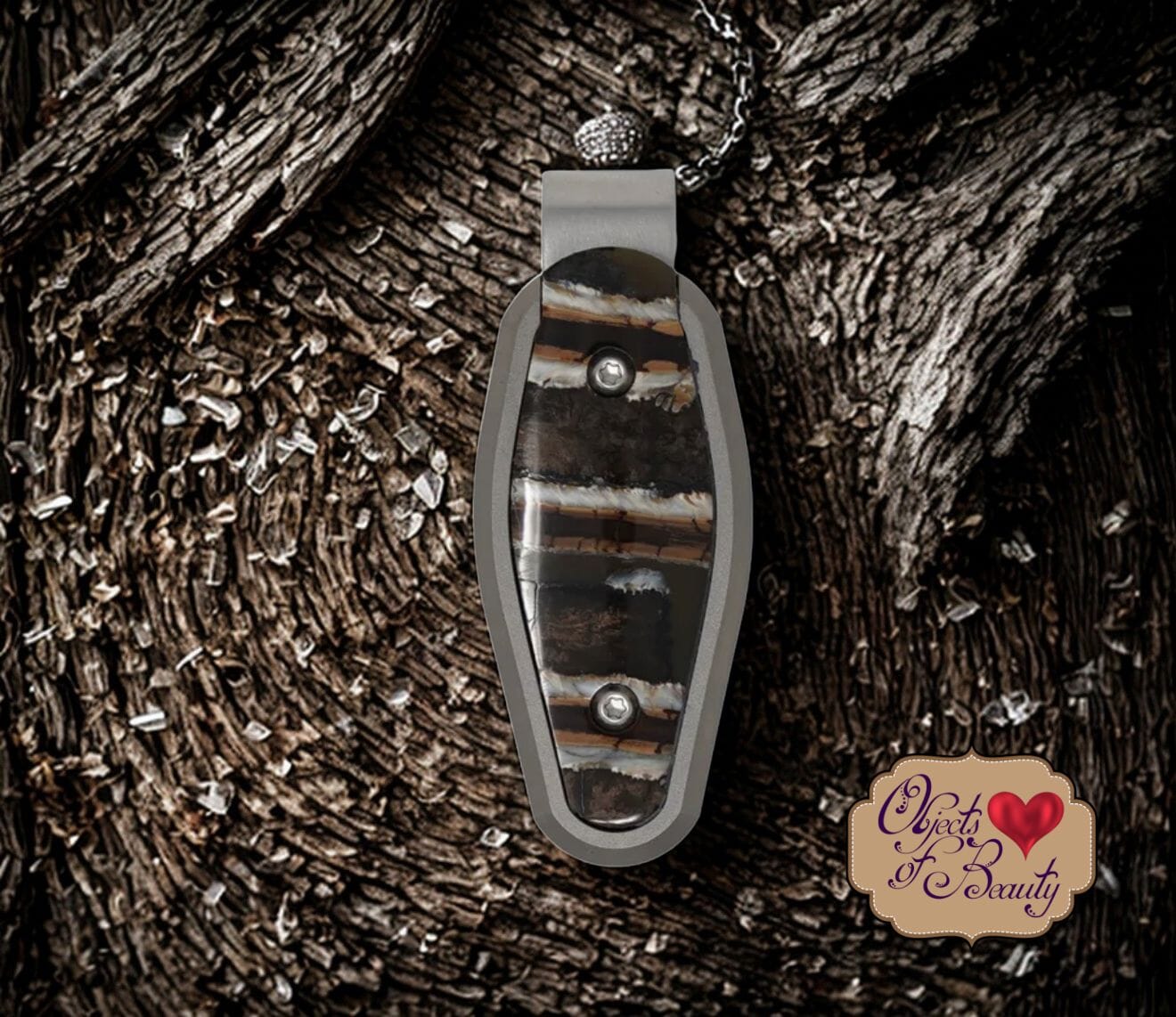 Natural Mammoth Molar /Titanium Money Clip / | Yellowstone Spirit Southwestern Collection Santa Fe Stoneworks Objects of Beauty 