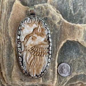 Nuzzling Horse Couple Carved Bone Pendant Necklace | Yellowstone Spirit Southwestern Collection Carved Necklace Objects of Beauty Southwest 