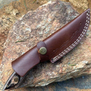 Olive Rosewood Damascus Hunting Skinner Knife | Yellowstone Spirit Southwestern Collection Damascus Knife Objects of Beauty Southwest 