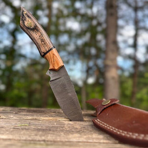 Olive Rosewood Damascus Hunting Skinner Knife | Yellowstone Spirit Southwestern Collection Damascus Knife Objects of Beauty Southwest 