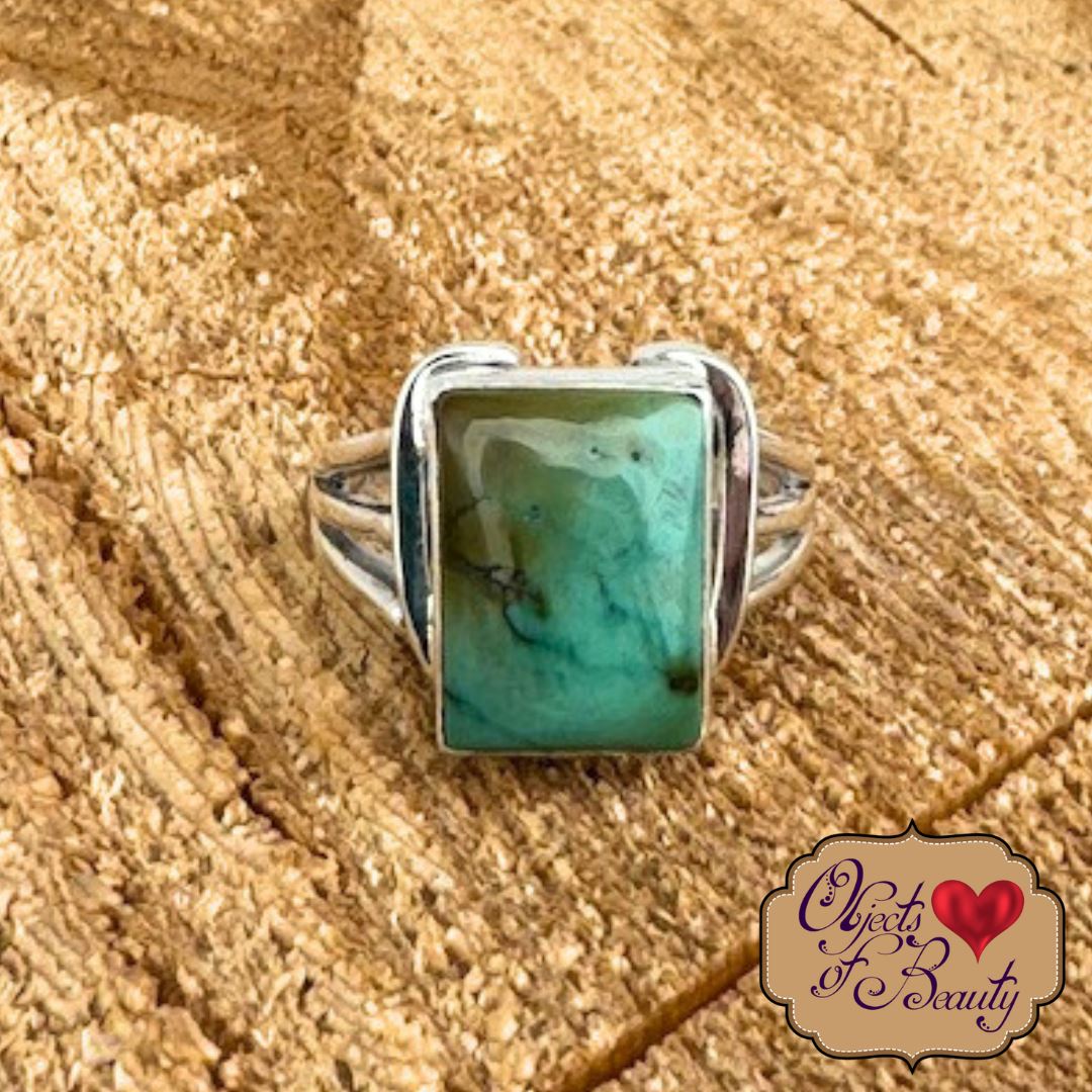 On Lucky Ground Beth Dutton Green Turquoise Horseshoe Ring | Yellowstone Spirit Southwestern Collection Turquoise Ring Objects of Beauty Southwest 