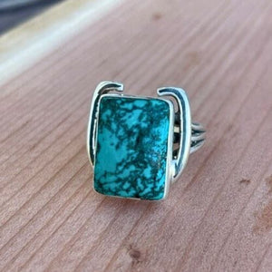 On Lucky Ground Beth Dutton Turquoise Horseshoe Ring | Yellowstone Spirit Southwestern Collection Turquoise Ring Objects of Beauty Southwest 