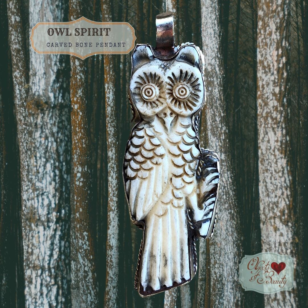 Owl Pendant Necklace Talisman Carved Bone Necklace | Yellowstone Spirit Southwestern and Spirit Animal Collections Pendant Necklace Objects of Beauty Southwest 