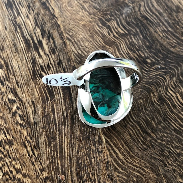 Painted Turquoise Offset Oval Adjustable Ring | Yellowstone Collection Turquoise Ring Objects of Beauty Southwest 