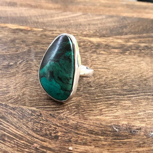 Painted Turquoise Offset Oval Adjustable Ring | Yellowstone Spirit Southwestern Collection Turquoise Ring Objects of Beauty Southwest 