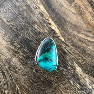 Painted Turquoise Offset Oval Adjustable Ring | Yellowstone Spirit Southwestern Collection Turquoise Ring Objects of Beauty Southwest 