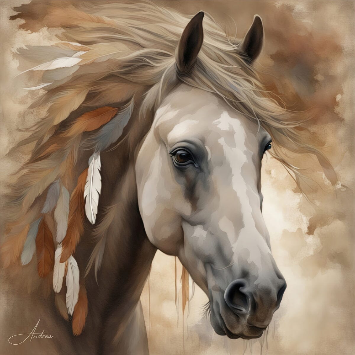 Palomino Bird Spirit | Andrea Record Fine Art | Yellowstone Spirit Collections painting Objects Of Beauty Southwest 