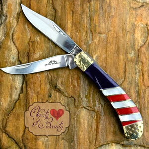 Patriotic Folding Trapper EDC Knife | Stars & Stripes | Yellowstone Spirit Southwestern Collection Pocket Folder Knife Objects of Beauty Southwest 