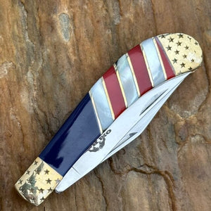 Patriotic Folding Trapper EDC Knife | Stars & Stripes | Yellowstone Spirit Southwestern Collection Pocket Folder Knife Objects of Beauty Southwest 