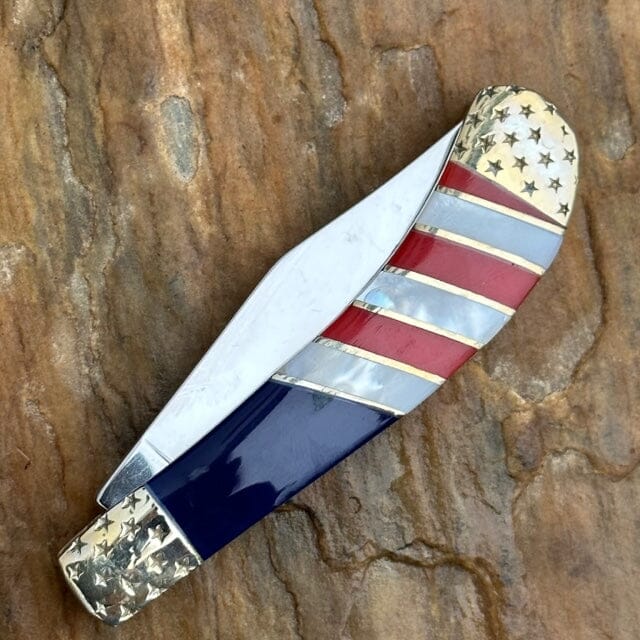Patriotic Folding Trapper EDC Knife | Stars & Stripes | Yellowstone Spirit Southwestern Collection Pocket Folder Knife Objects of Beauty Southwest 