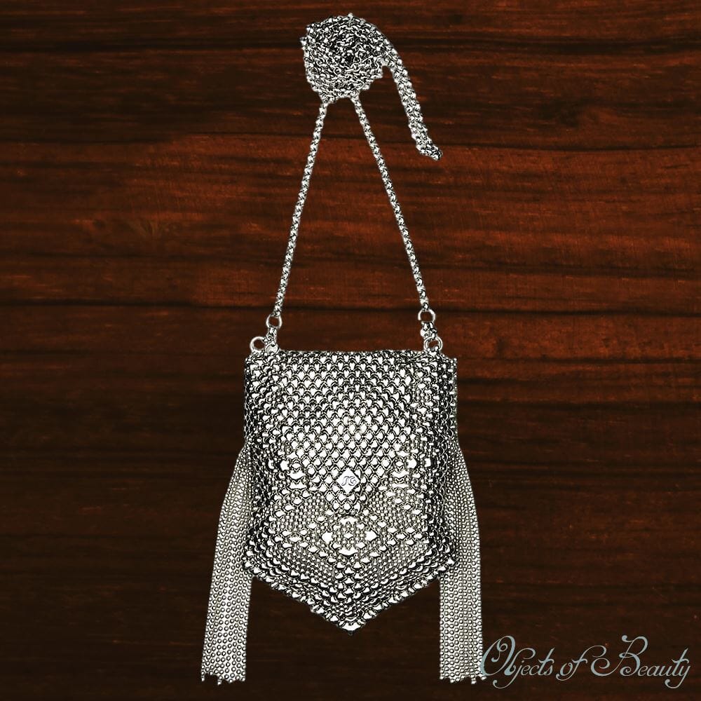 Pegasus Mesh Bag w Fringe Wings | SG Liquid Metal Purses and Bags Sergio Gutierrez Liquid Metal Jewelry 