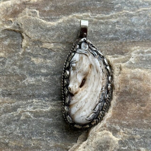 Petite Carved Bone Horse Pendant Necklace | Yellowstone Spirit Southwestern and Spirit Animal Collections Horse Necklace Objects of Beauty Southwest 