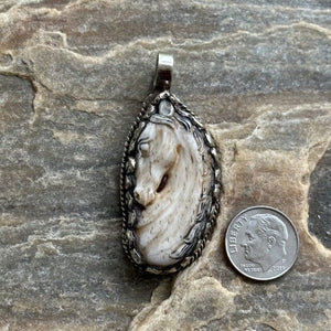Petite Carved Bone Horse Pendant Necklace | Yellowstone Spirit Southwestern and Spirit Animal Collections Horse Necklace Objects of Beauty Southwest 