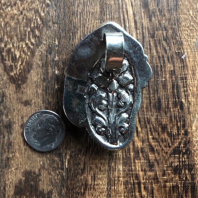 Petite Carved Bone Horse w Silver Floral Frame Pendant Necklace | Yellowstone Spirit Southwestern and Spirit Animal Collections Charms & Pendants ObjectsOfBeauty Southwest 