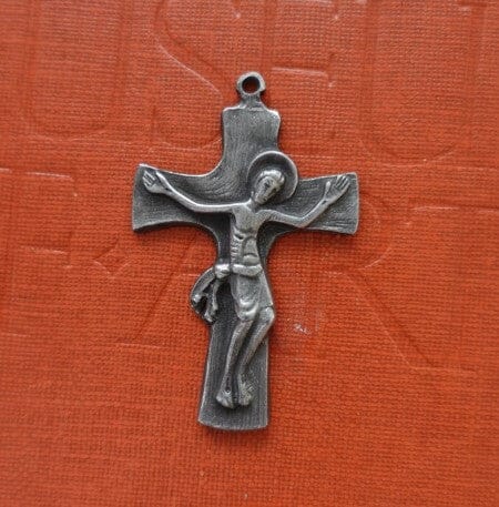 Pewter Tau Cross w St Francis of Assisi / Jesus | Yellowstone Spirit Southwester Collection Silver Necklace Objects of Beauty 