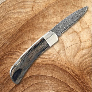 Polychrome Kingman Turquoise 3" Knife w Damascus Blade | Yellowstone Spirit Collection Damascus Knife Santa Fe Stoneworks 